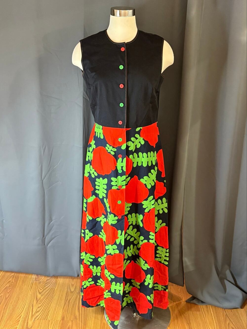 Vtg 1990s Merry Finn Finland Floral Maxi Dress Women S Scandinavian Button